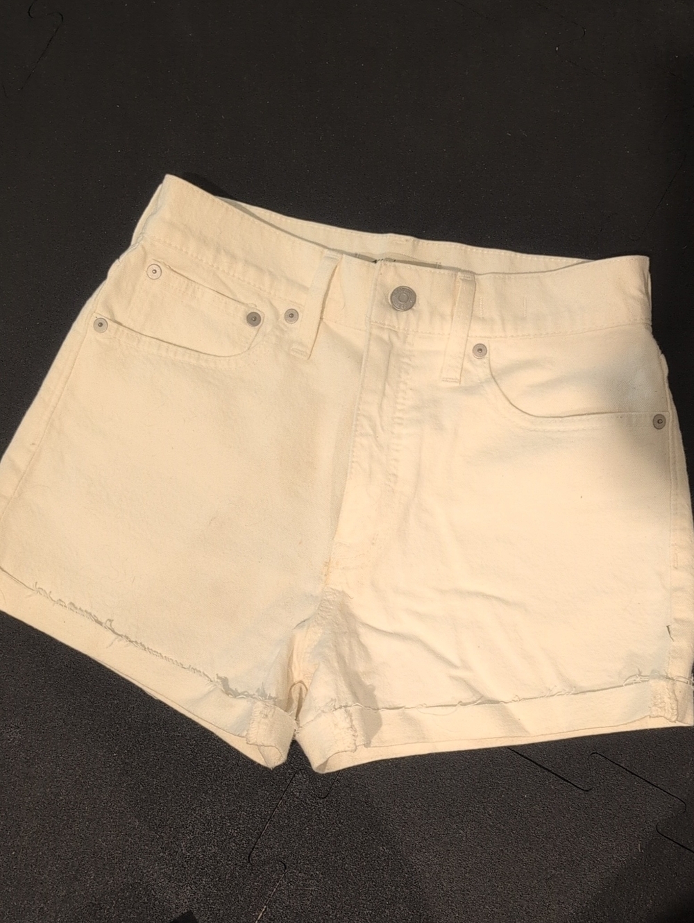 Madewell Cream High-Rise Denim Shorts